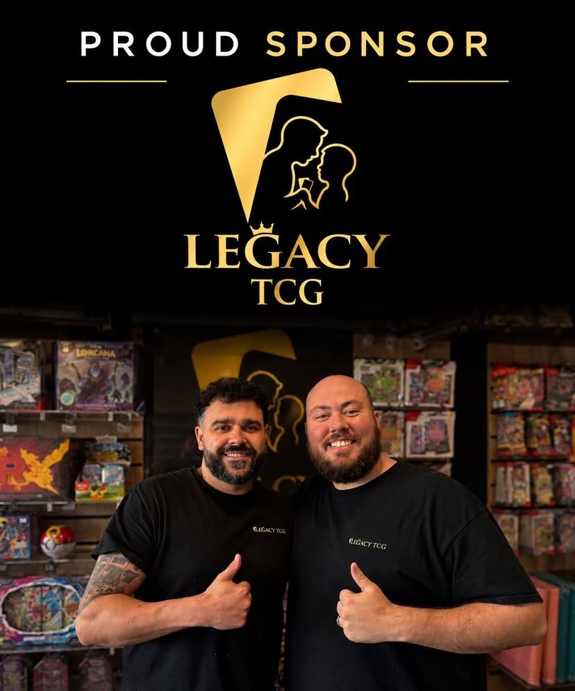 Lee and Steve of Legacy TCG inside the Plymouth shop, announced as Cornwall Card Show sponsors